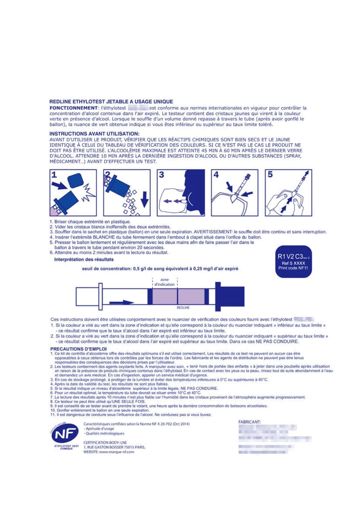 Éthylotests Jetables X20 - Double Seuil 0.2g/L & 0.5g/L - NF & REACH - Fabriqué En France